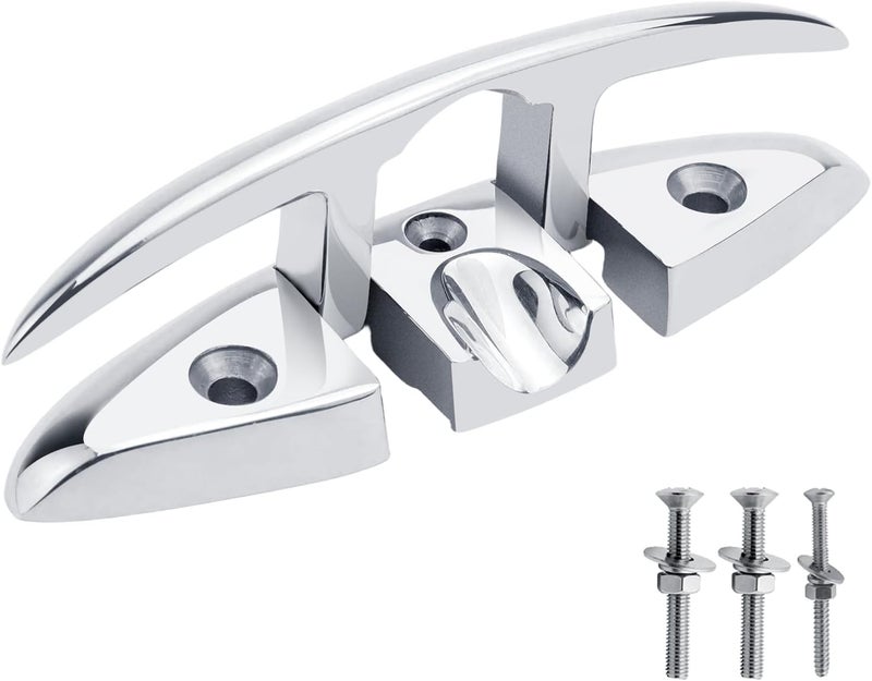 YANYUCB Boat Cleats 5''6''8 inch 316 Stainless Steel Boat Folding Cleats,Marine Grade Flip up Dock Cleat Folding Cleat Rope Cleat Boat Cleat for Boat Kayak with Fasteners - Image 1